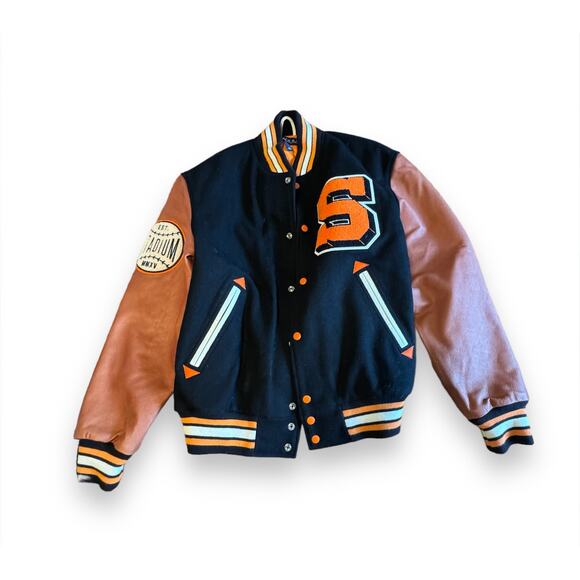 Stadium Goods HOME TEAM VARSITY JACKET "Black/Orange/Brown"